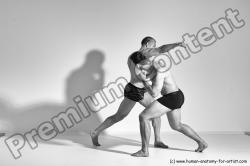 Underwear Martial art Man - Man White Moving poses Athletic Short Brown Dynamic poses Academic